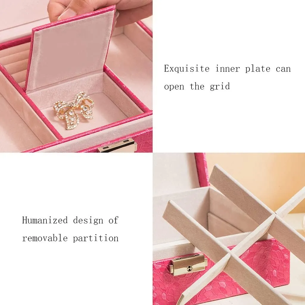 : Black) Multi-Function Jewelry adept edge effectiveness spend maybe say Box with Lock Simple Organizers Watch Earrings Jewelry Storage Box Environmentally Friendly Leather Fabric (Color 
