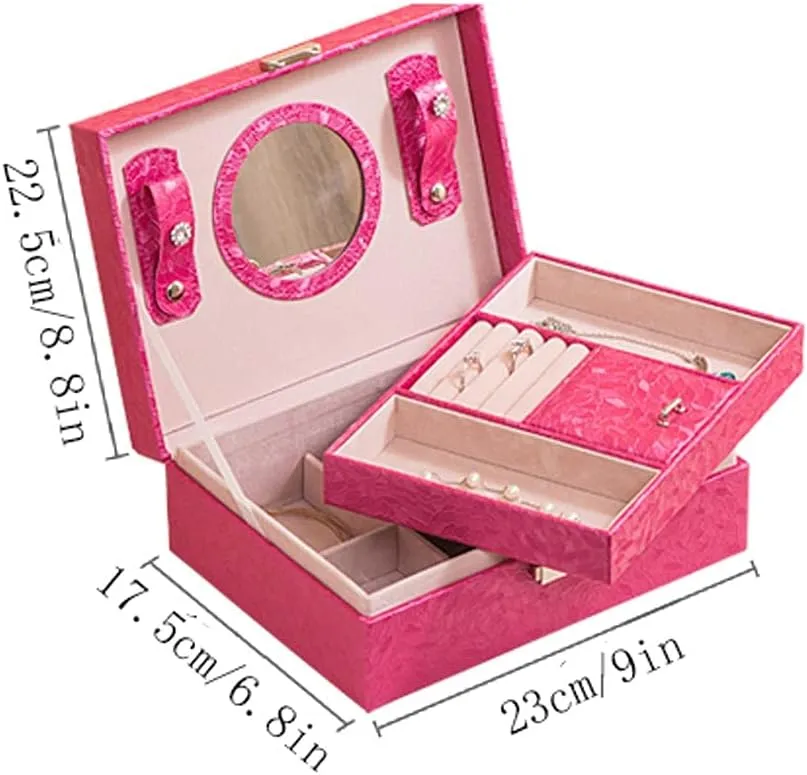 : Black) Multi-Function Jewelry adept edge effectiveness spend maybe say Box with Lock Simple Organizers Watch Earrings Jewelry Storage Box Environmentally Friendly Leather Fabric (Color 