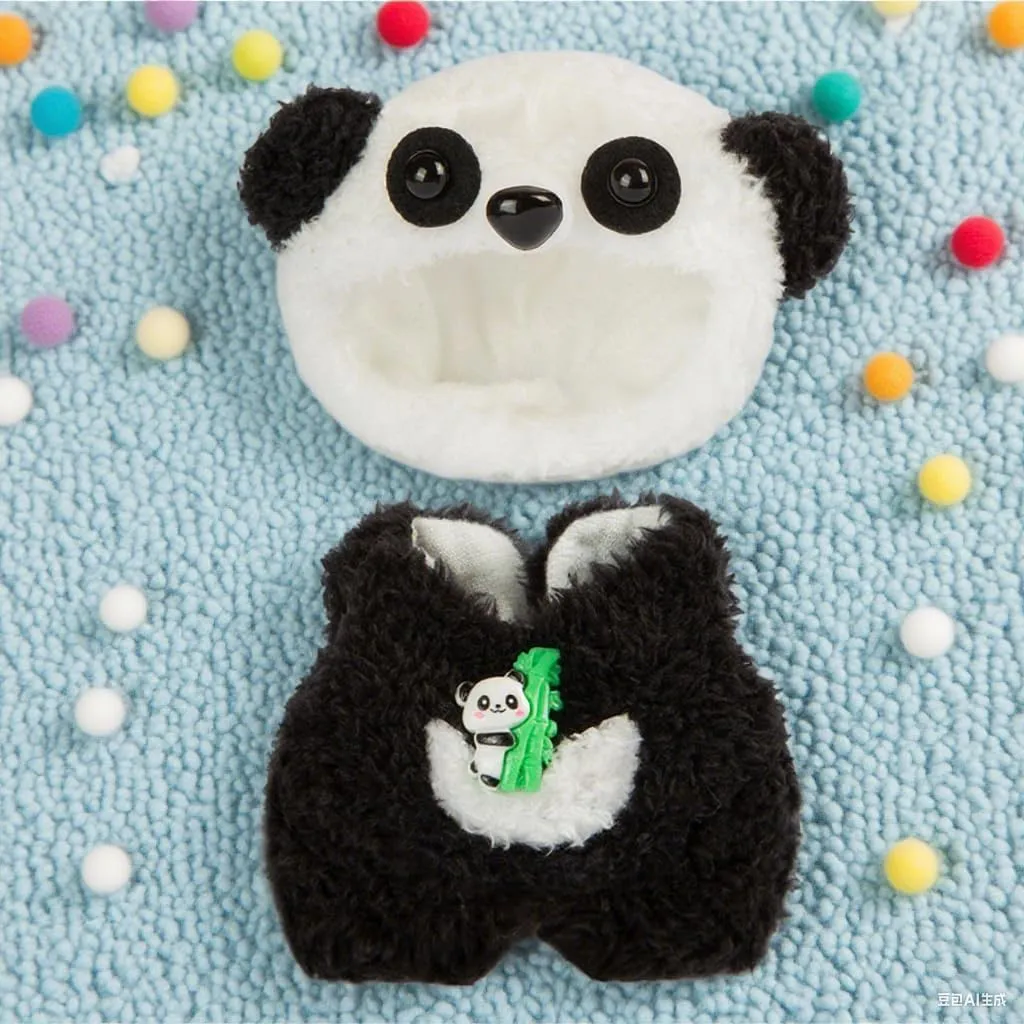 -Cute Panda Costume, No Doll Included 17cm Doll Clothes - Plush Clothes substitute radiocarbon for Doll Outfit - Accessories for 17cm Dolls Clothes 