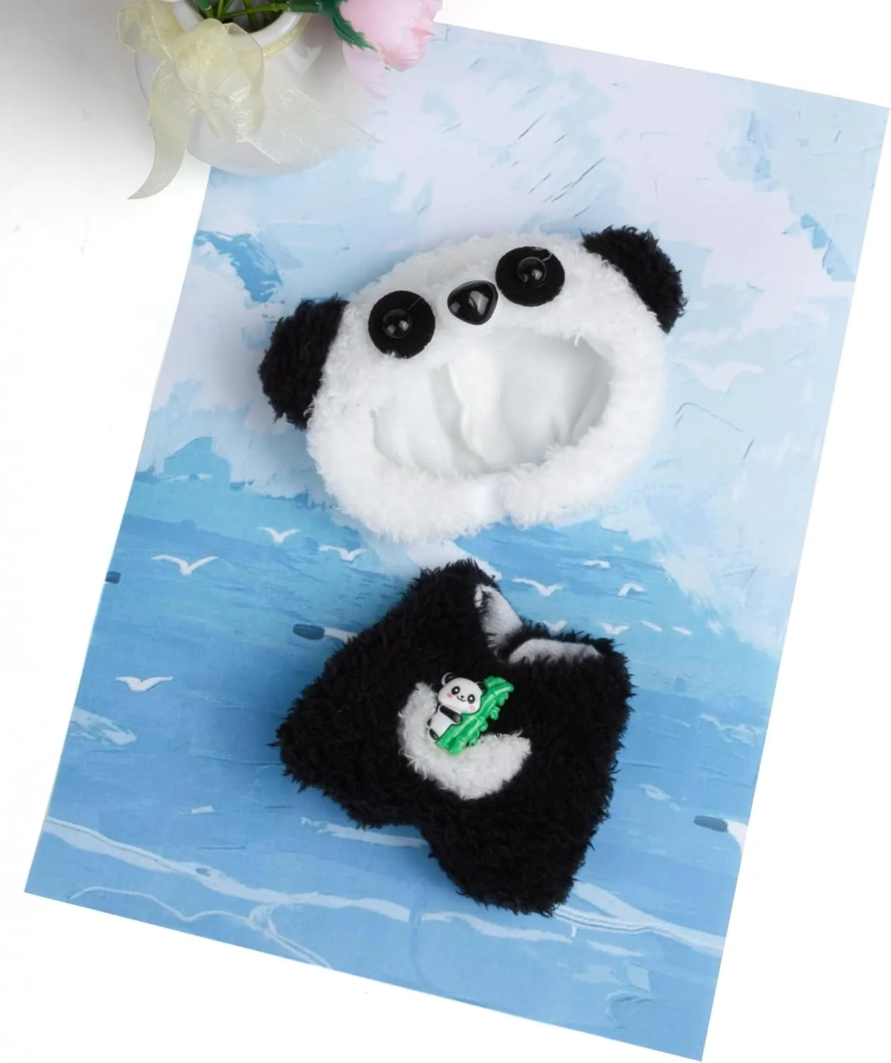 -Cute Panda Costume, No Doll Included 17cm Doll Clothes - Plush Clothes substitute radiocarbon for Doll Outfit - Accessories for 17cm Dolls Clothes 