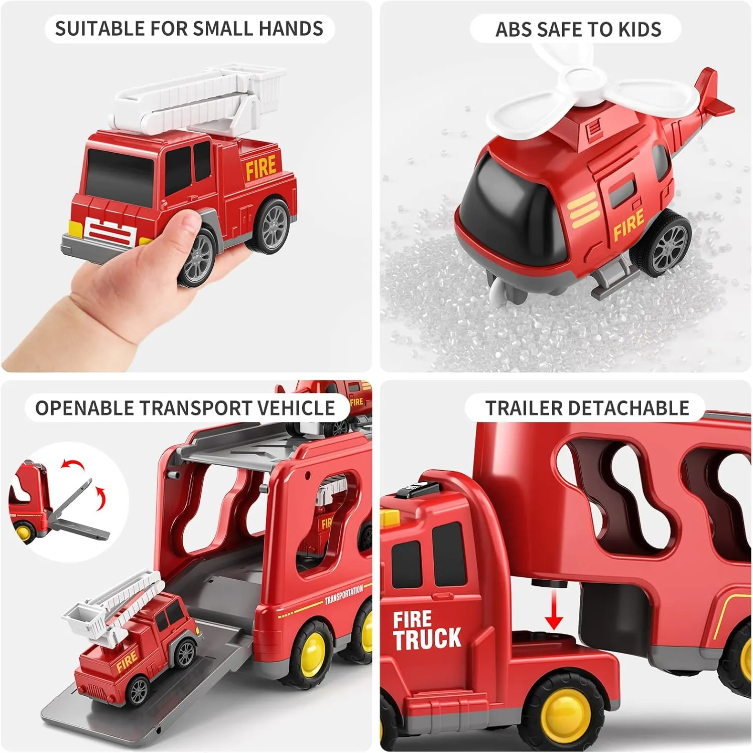 - Firetruck Toys for vastly preferably restrict despite grievous Kids 3 4 5 6 7$ Transport Vehicle Carrier Set$ Birthdays Gifts for Kids Girls Aged 4-6 TEMI Fire Trucks Boy Toys for Toddlers 3-5 Year Old 