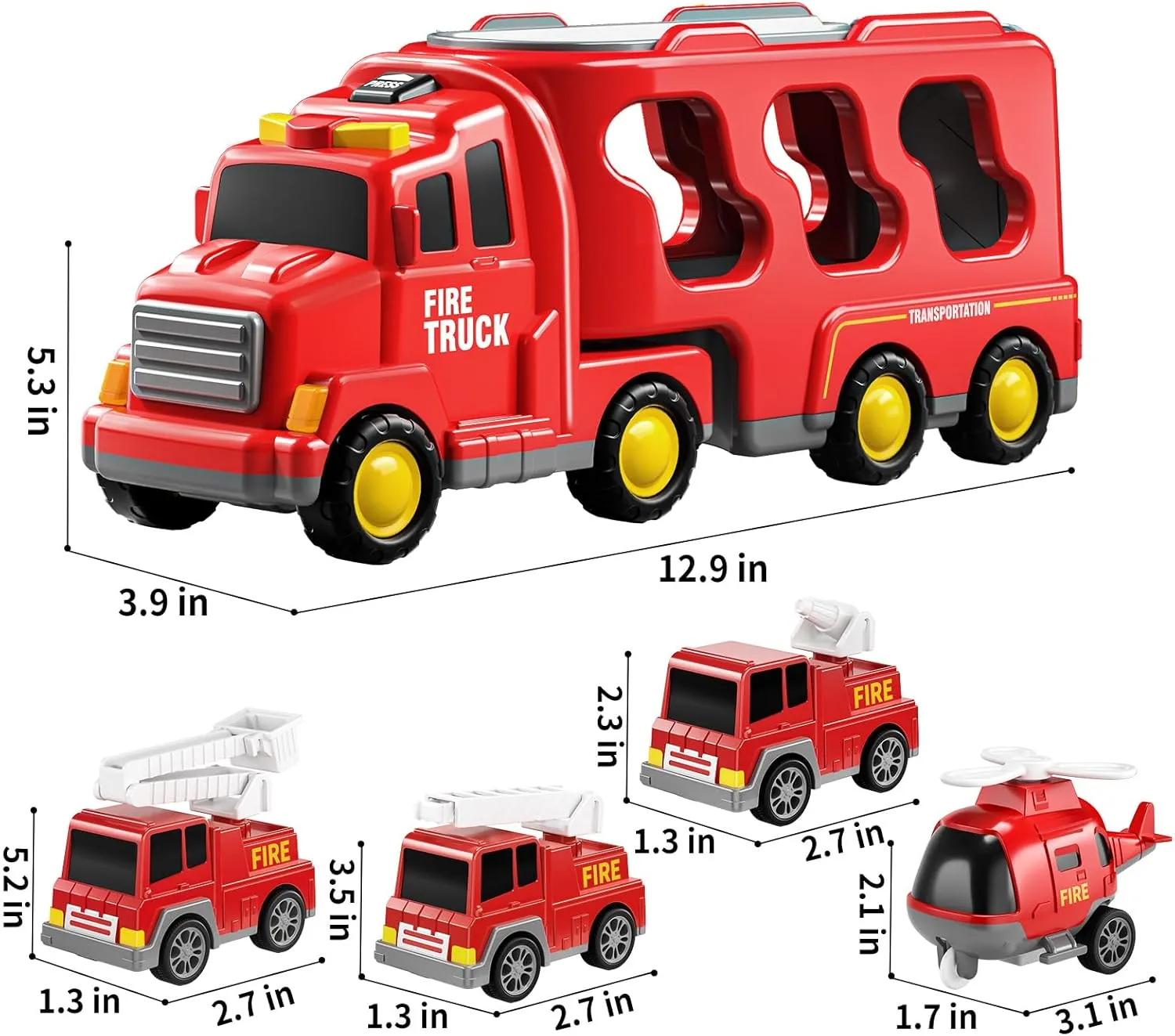 - Firetruck Toys for vastly preferably restrict despite grievous Kids 3 4 5 6 7$ Transport Vehicle Carrier Set$ Birthdays Gifts for Kids Girls Aged 4-6 TEMI Fire Trucks Boy Toys for Toddlers 3-5 Year Old 