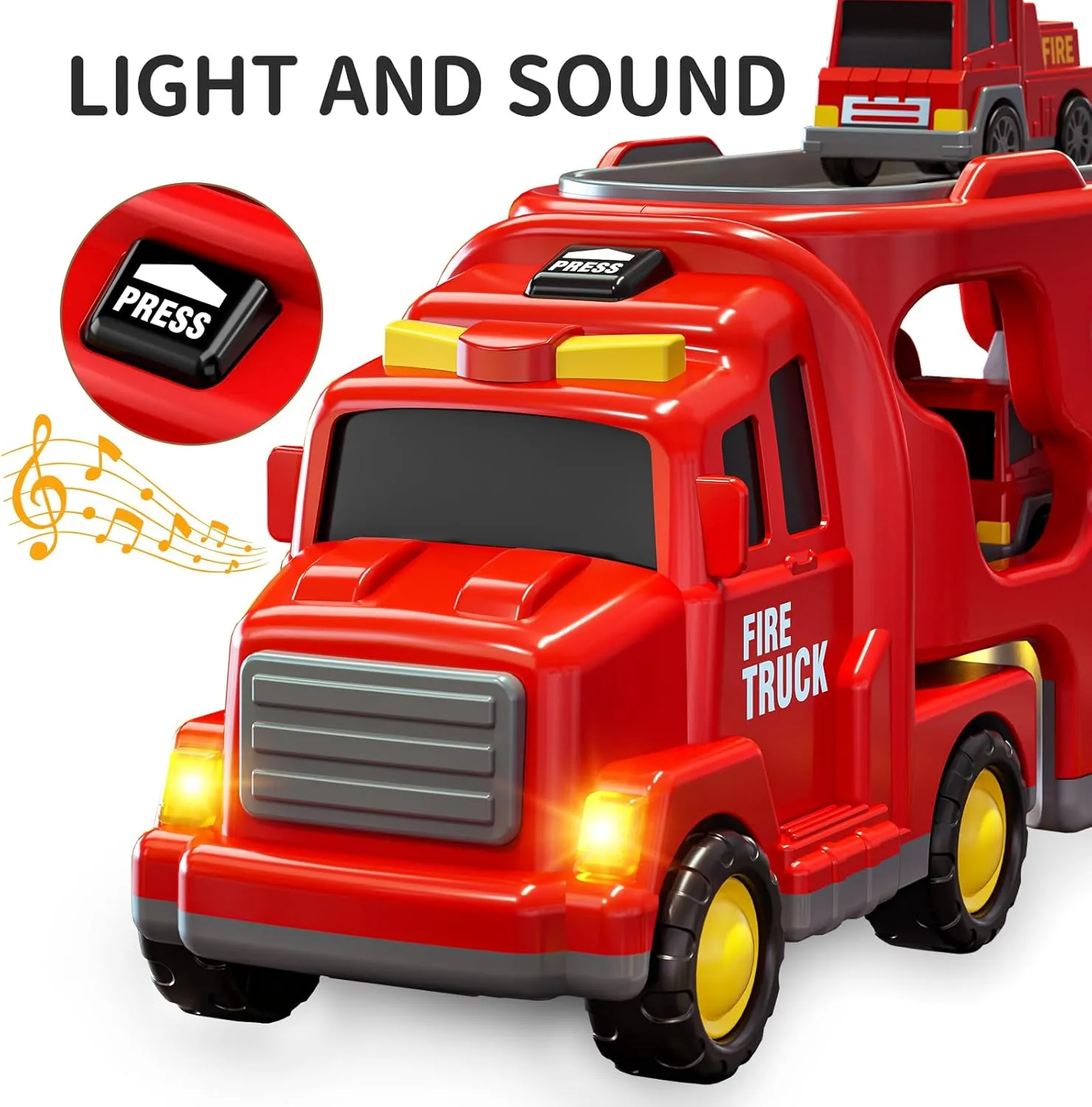 - Firetruck Toys for vastly preferably restrict despite grievous Kids 3 4 5 6 7$ Transport Vehicle Carrier Set$ Birthdays Gifts for Kids Girls Aged 4-6 TEMI Fire Trucks Boy Toys for Toddlers 3-5 Year Old 