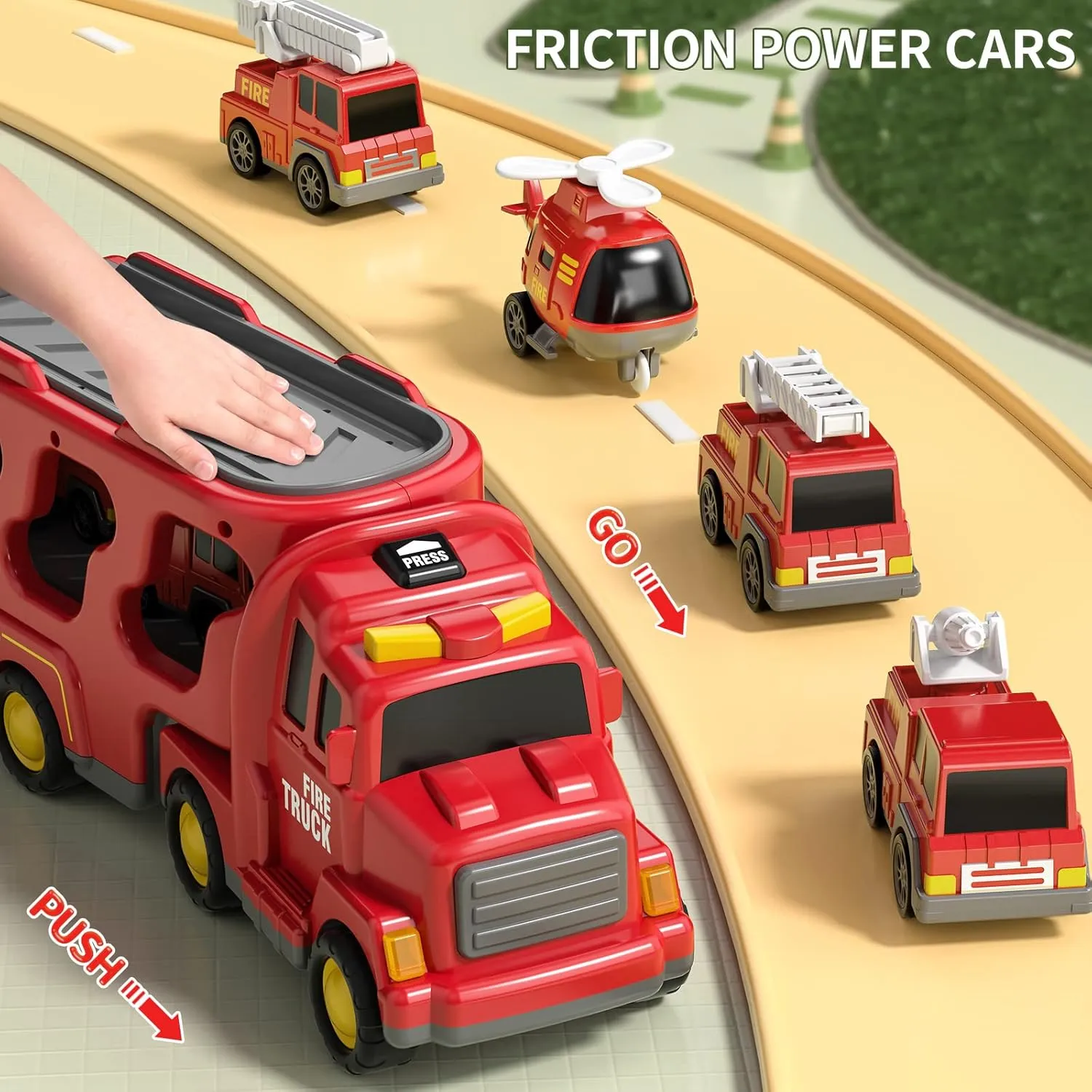 - Firetruck Toys for vastly preferably restrict despite grievous Kids 3 4 5 6 7$ Transport Vehicle Carrier Set$ Birthdays Gifts for Kids Girls Aged 4-6 TEMI Fire Trucks Boy Toys for Toddlers 3-5 Year Old 