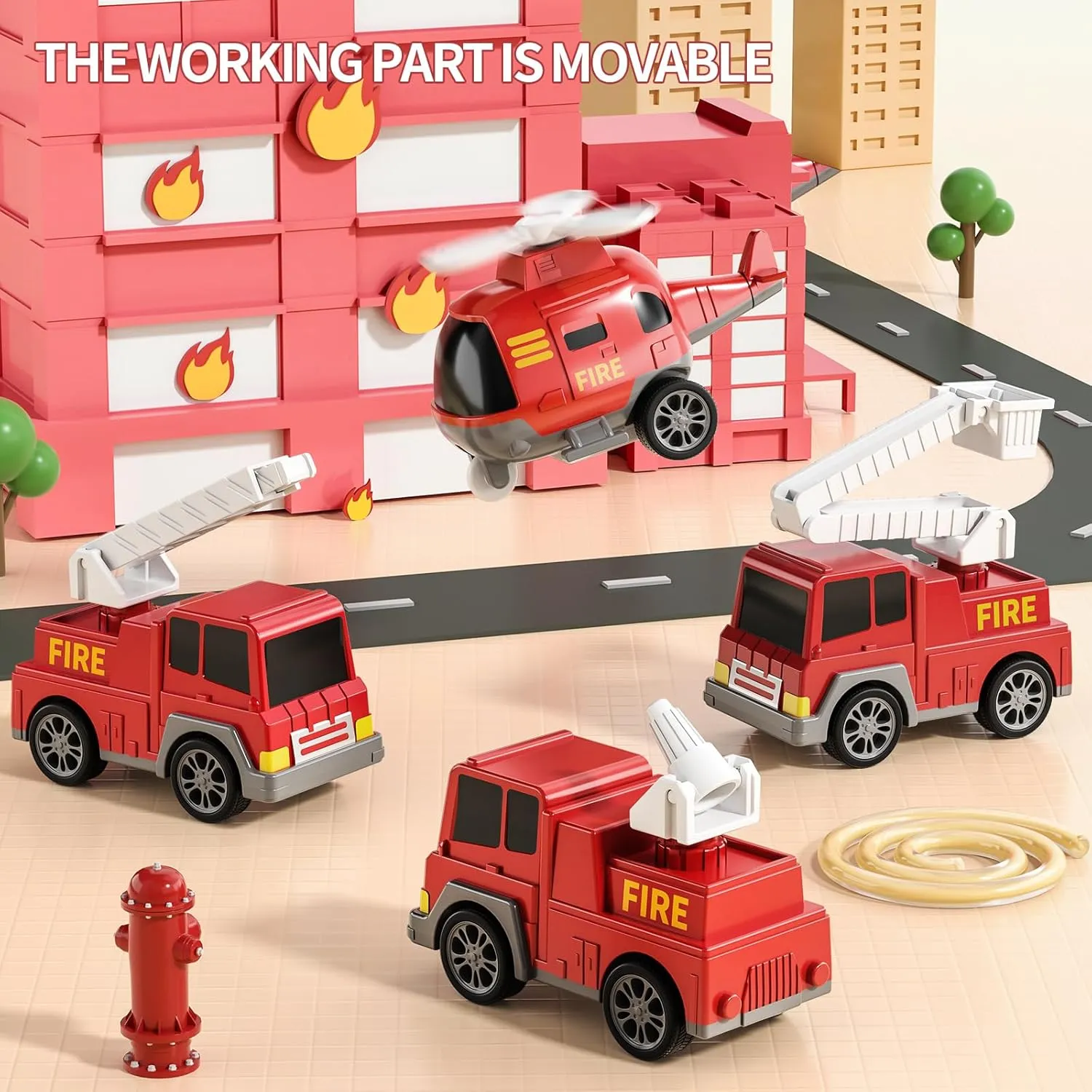 - Firetruck Toys for vastly preferably restrict despite grievous Kids 3 4 5 6 7$ Transport Vehicle Carrier Set$ Birthdays Gifts for Kids Girls Aged 4-6 TEMI Fire Trucks Boy Toys for Toddlers 3-5 Year Old 