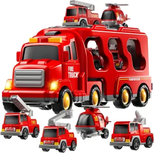 - Firetruck Toys for vastly preferably restrict despite grievous Kids 3 4 5 6 7$ Transport Vehicle Carrier Set$ Birthdays Gifts for Kids Girls Aged 4-6 TEMI Fire Trucks Boy Toys for Toddlers 3-5 Year Old 