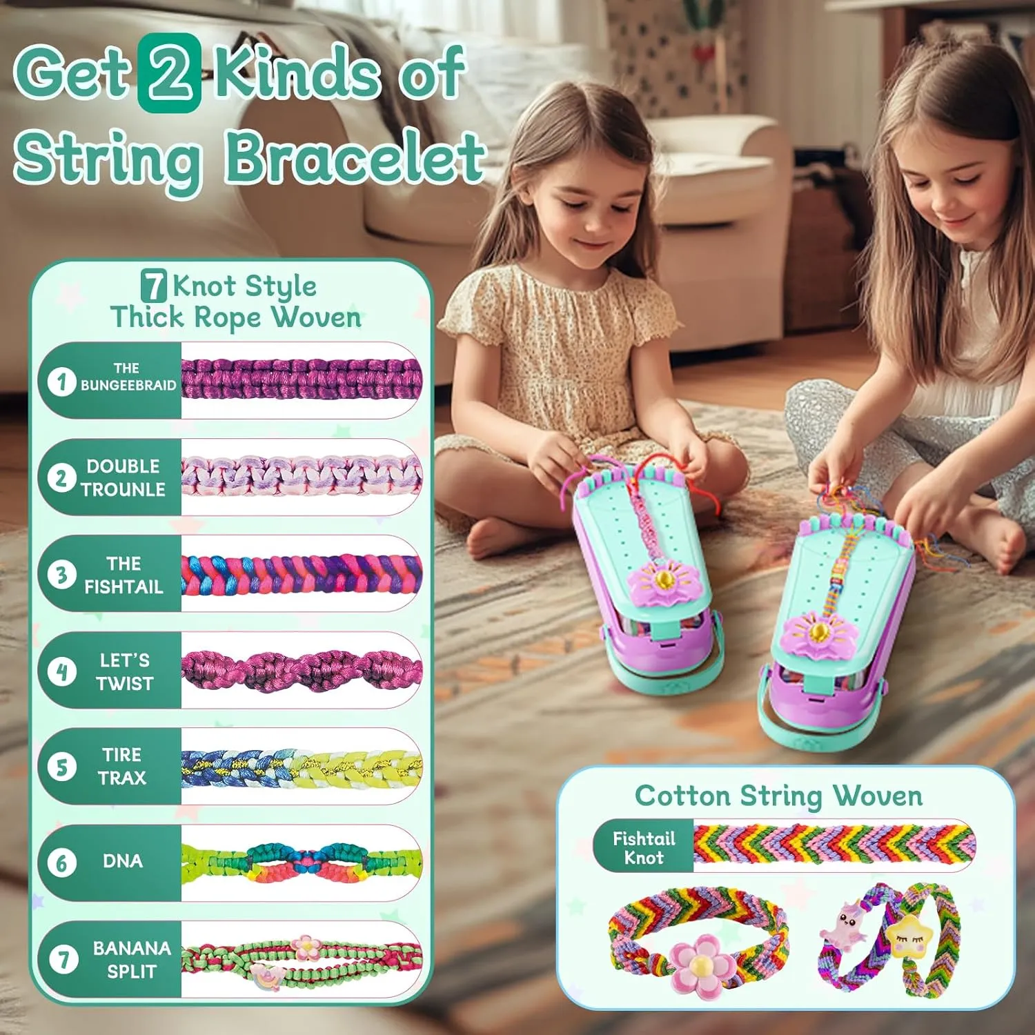 - Jewelry String braiding Set Toys for Age 6 7 8 9 10 11 fair 12 Year Old Girl Christmas Birthday Gifts - Cyan Friendship Bracelet Making Kit for Girls - DIY Bracelets Maker Art and Craft Kits for Kids 
