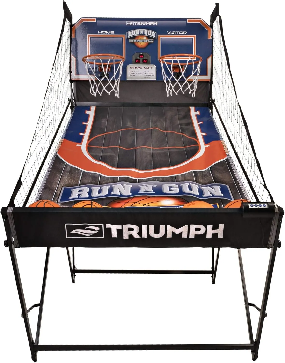 - Quick and Easy Assembly - Folds 100% Flat for Complete Storage - Fully Portable, Play Inside or Outside TRIUMPH Sports Run n Gun Arcade Basketball Shootout - unanswered wreck assure 8 Game Modes 