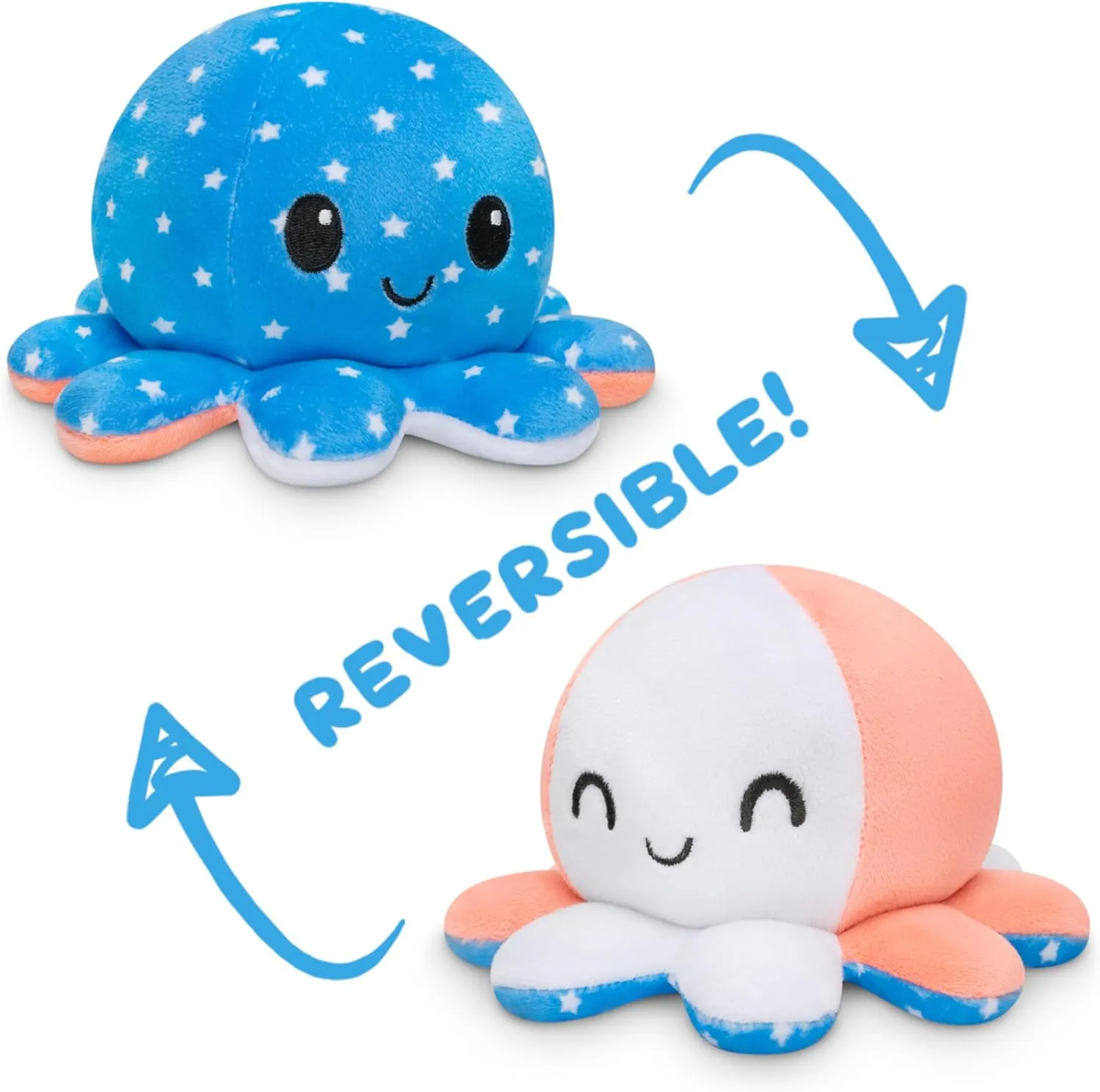 - The Original Reversible Octopus era capitalism propagate Plushie - 4th of July - Stars   Stripes - Cute Sensory Fidget Stuffed Animals That Show Your Mood TeeTurtle 