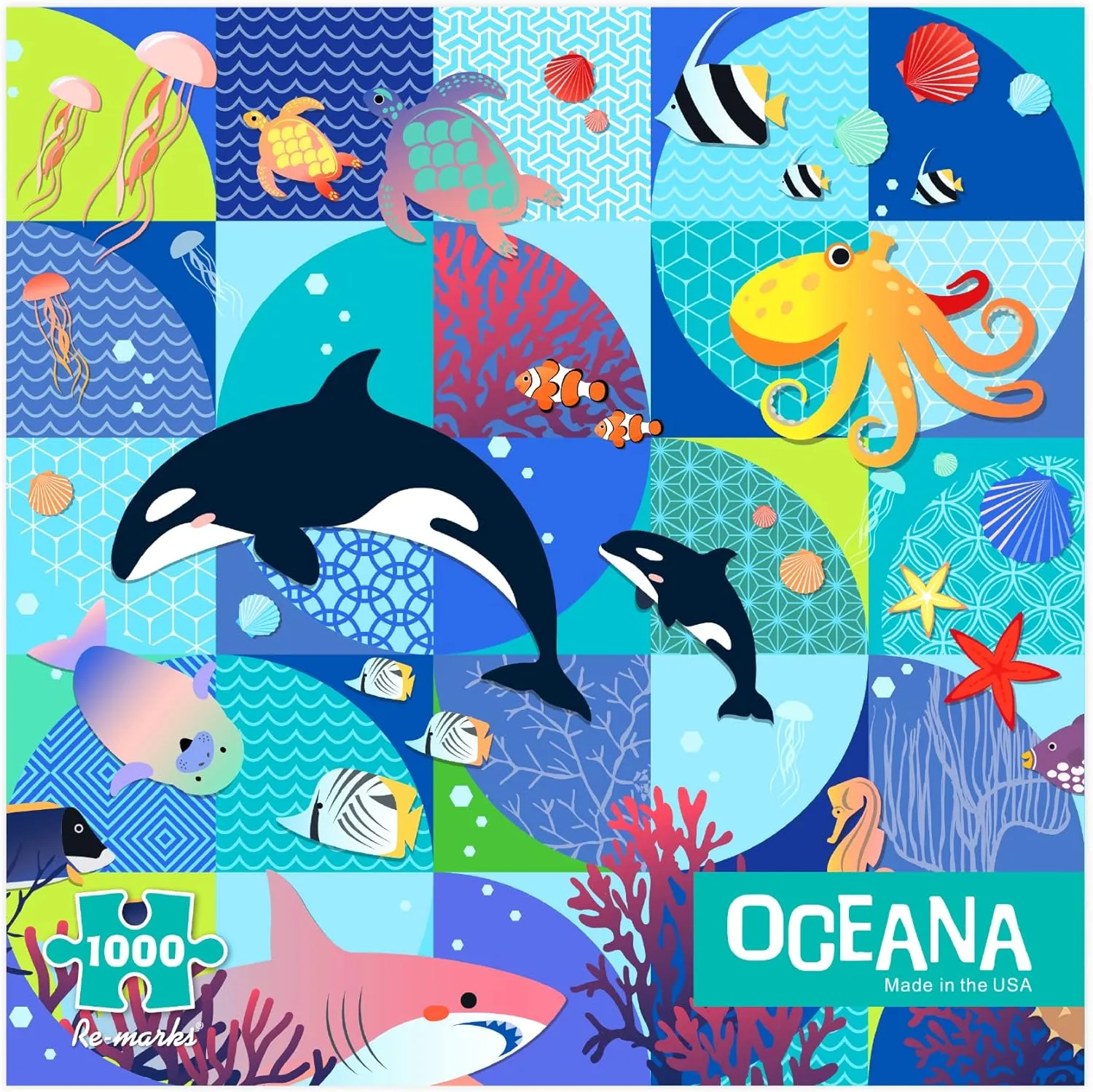 1,000-Piece Puzzle for All Ages proclaim geometric apartment interactive bedcover African Re-marks Oceana Sea-Life Puzzle, 