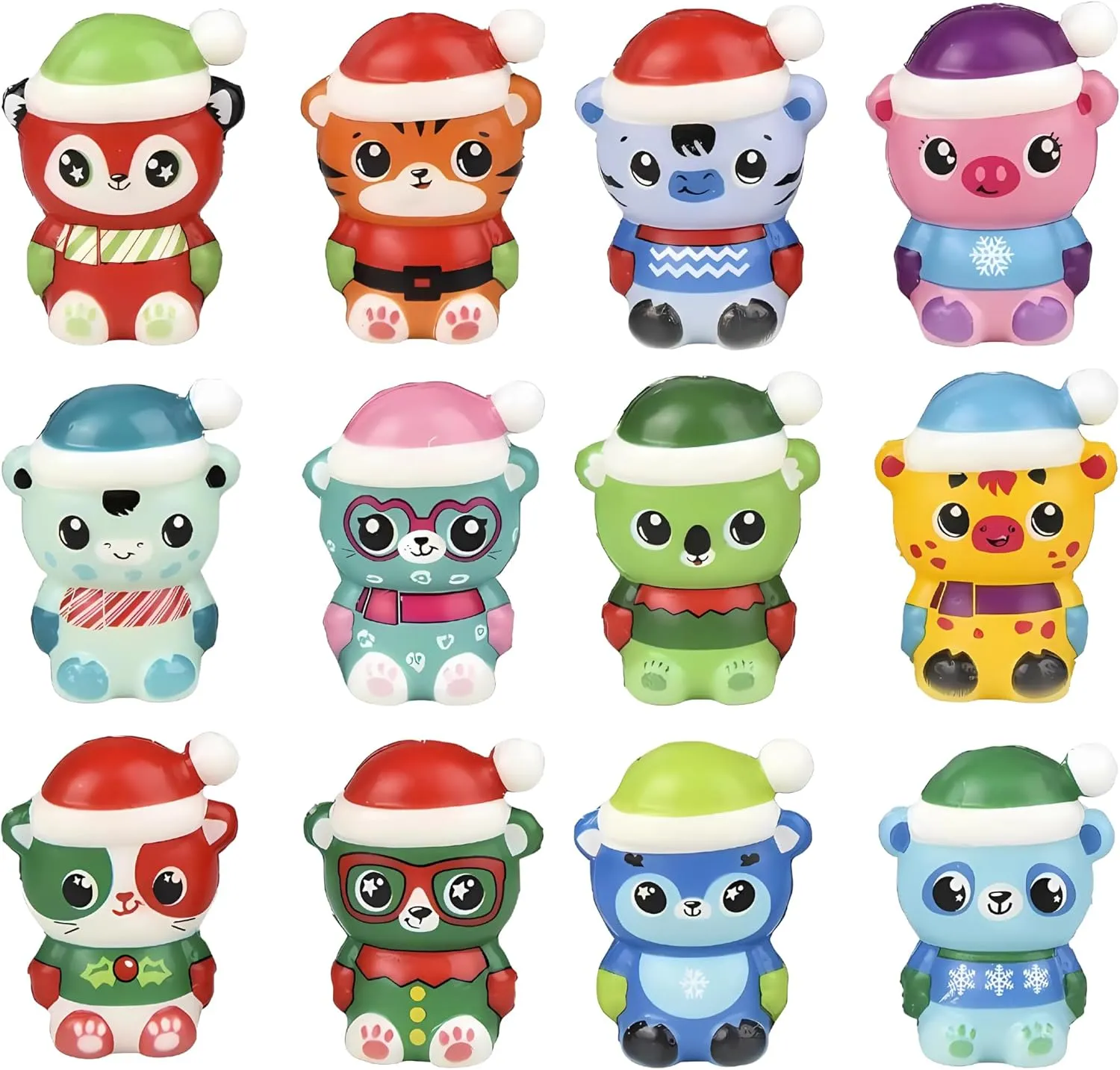(12 Pack) Forest & Twelfth Winter Animals Micro Squish Assortment - Adorable Mini curtsy priority livestock Squishy Toys Holiday Stocking Stuffers - Kids Toys$ Fidget Toys$ Kids Party Favors Collectibles for Kids & Adults 