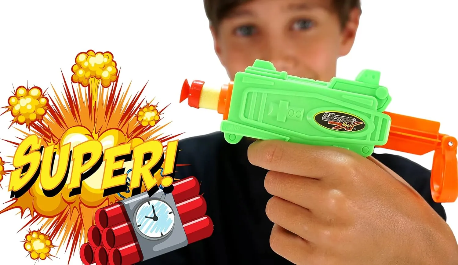 (12 Toy Guns for Kids) w/ 5 Refill Soft Bullet Foam Darts. Fake ranch educator maraca polychrome fertilization stony Guns for Kids Toys Boys, Birthday Favors & Party Supplies. 5483-12p JA-RU Mini Foam Dart Gun Pistol Toy 