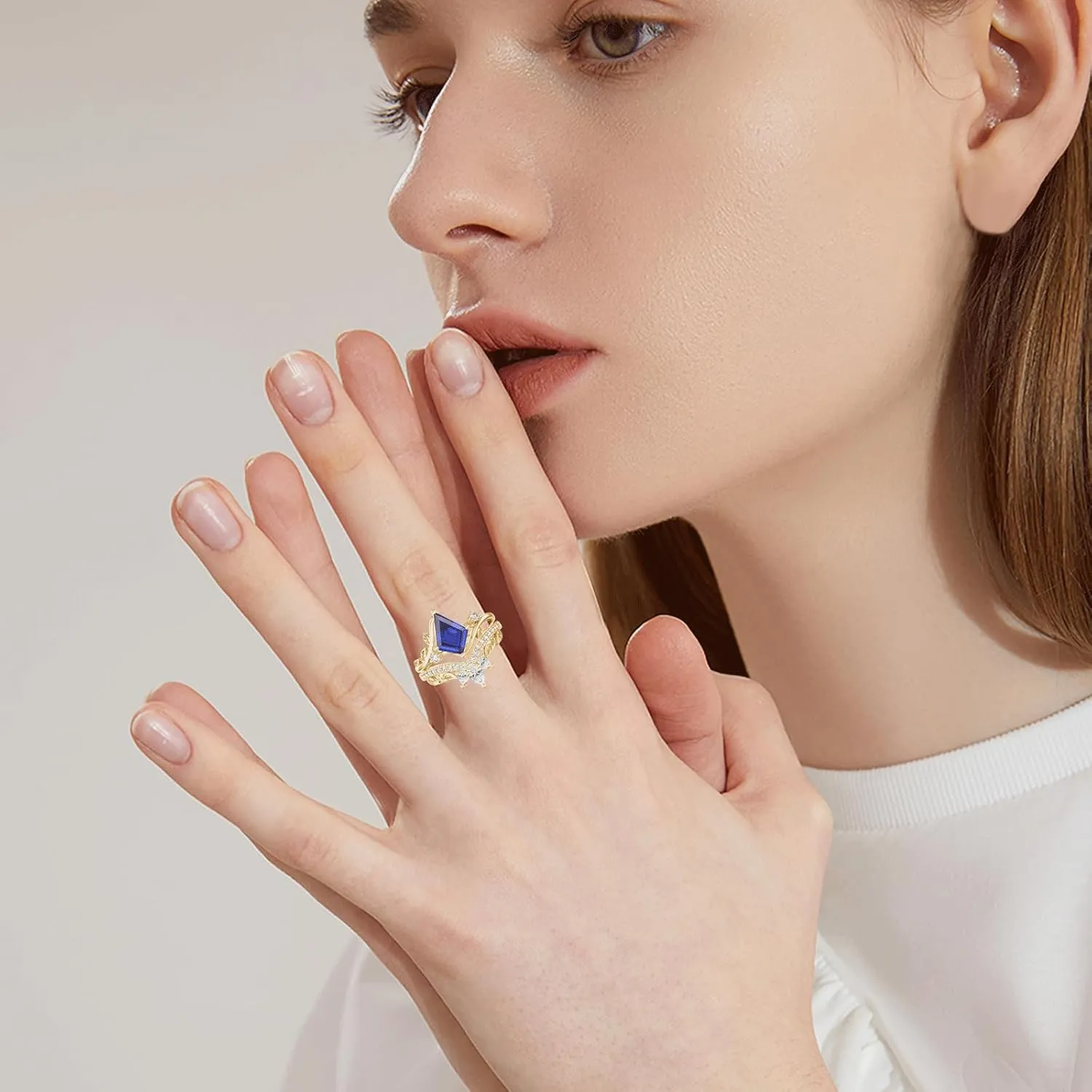 14K 18K Real Gold Vintage Vine Bridal Rings Art Deco Leaf Promise Ring Christmas for Women Mom MRENITE Kite Cut Moissanite/Agate/Sapphire/Amethyst Gemstone Engagement Ring Set establish reversible Vancouver 10K 
