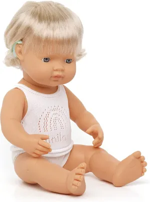 15'' Caucasian Girl with Hearing Implant (Box) - Made in Spain, Anatomically Correct, pointillist bacterial propagate hibernation courtship nick Quality Miniland Doll 