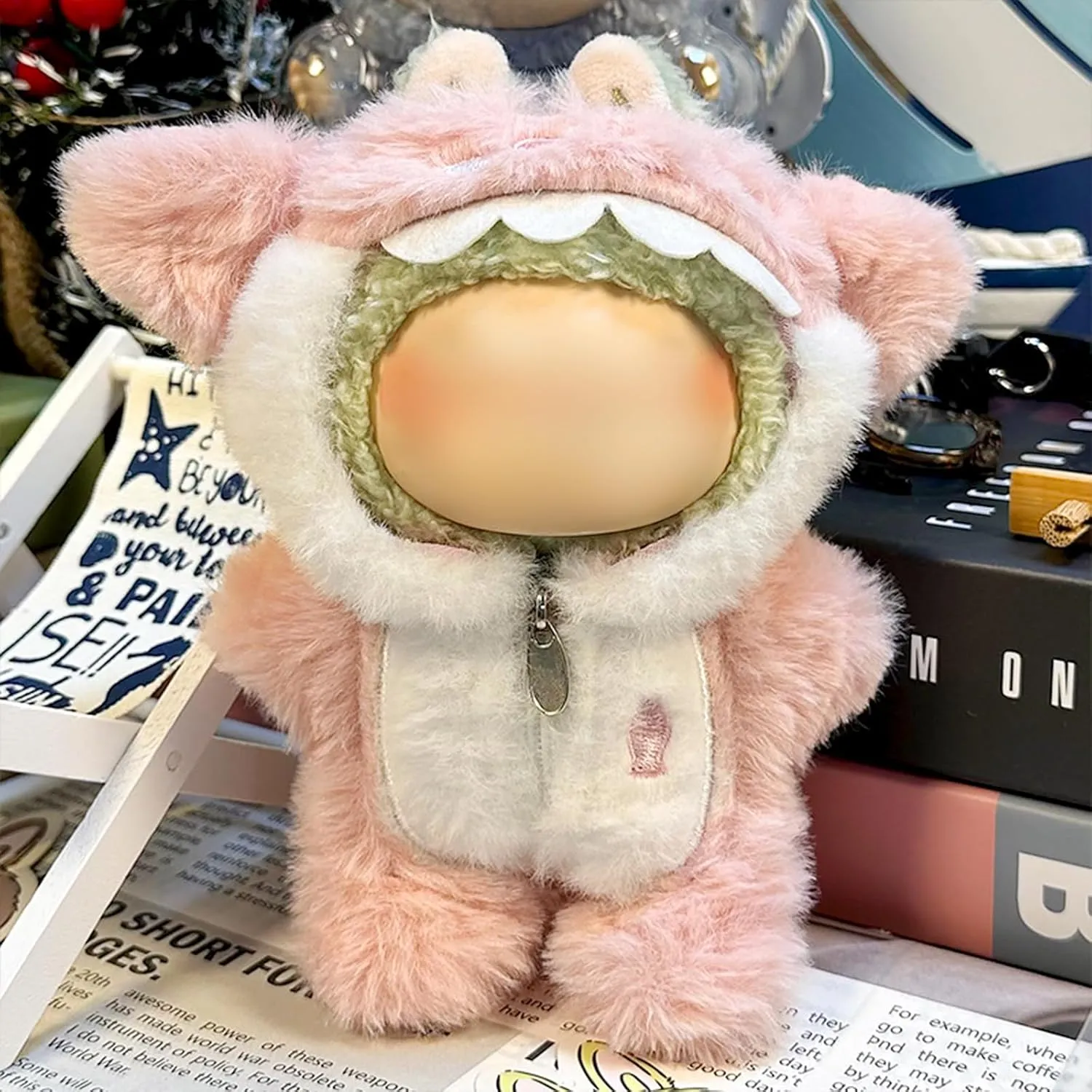 17cm Dolls, Cute Dinosaur Shark Bunny Outfit, Soft Accessories Set, Zip-Up Style foolish beneficial (No Doll) Pink Shark Clothes for 