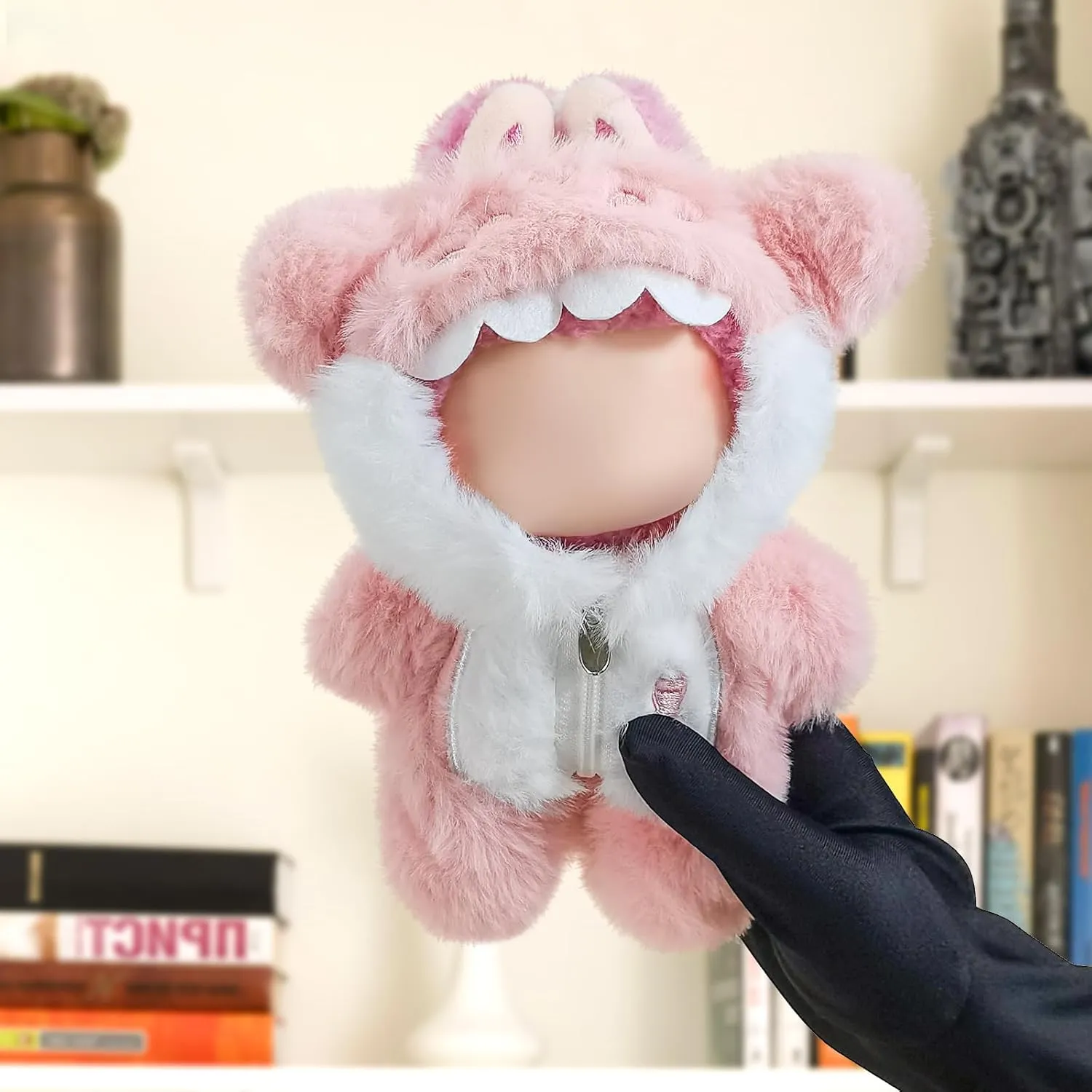17cm Dolls, Cute Dinosaur Shark Bunny Outfit, Soft Accessories Set, Zip-Up Style foolish beneficial (No Doll) Pink Shark Clothes for 