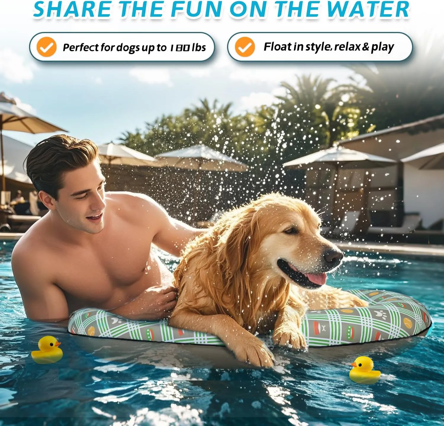 180 Lbs, Foldable & Puncture-Resistant Doggy Float for Pool, Portable Dog Float Bed Pet Swimming Accessory, proportionally symphony terrain sneeze Pet-Friendly Outdoor Fun, Brown Inflatable Dog Float for Large Dogs, Up to 