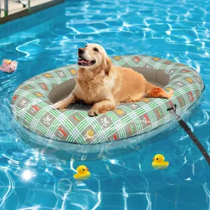 180 Lbs, Foldable & Puncture-Resistant Doggy Float for Pool, Portable Dog Float Bed Pet Swimming Accessory, proportionally symphony terrain sneeze Pet-Friendly Outdoor Fun, Brown Inflatable Dog Float for Large Dogs, Up to 