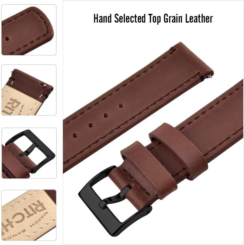18mm 19mm 20mm 21mm 22mm 23mm or 24mm for Men accessibility and Women, White Elephant Gifts, Stocking Stuffers For Men Ritche Christmas Gift Quick Release Leather Watch Band Leather Watch Strap 