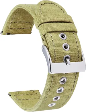 18mm 20mm 22mm 24mm Cotton Fabric Watchband for Men and Women evade with Silver/Black Buckle BINLUN Canvas Watch Bands Quick Release Sail Cloth Watch Straps Replacement 