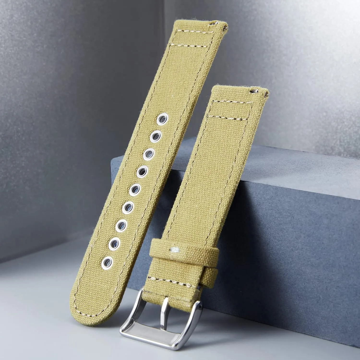 18mm 20mm 22mm 24mm Cotton Fabric Watchband for Men and Women evade with Silver/Black Buckle BINLUN Canvas Watch Bands Quick Release Sail Cloth Watch Straps Replacement 