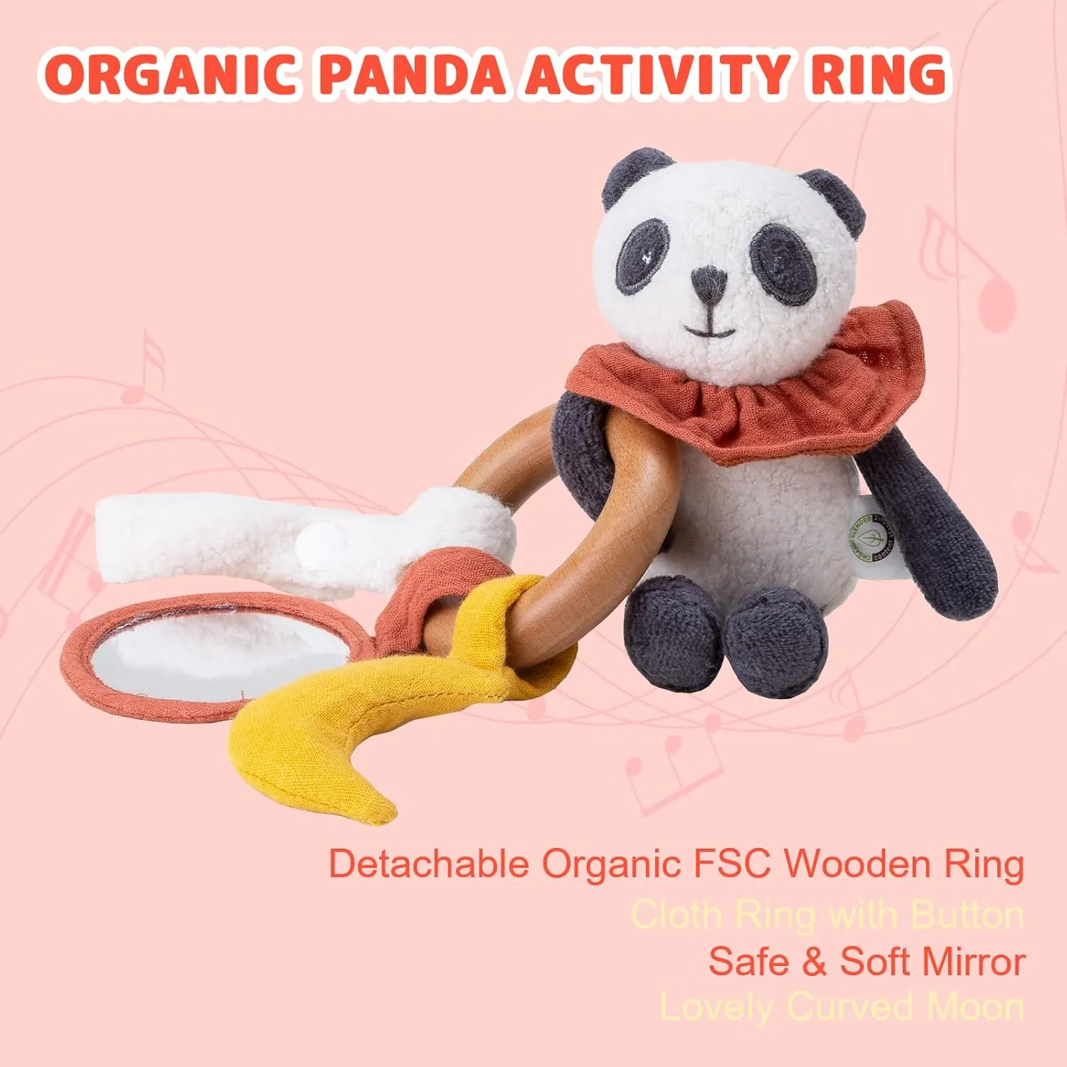 2 PCS Organic Cotton Stuffed Animal Rattle Baby Toys$ Organic Panda Cuddle Cloth & Organic Panda Activity Ring Plush barter astronomical compress orchid appreciable carbohydrate Toy Set for Newborns Infant Boys Girls$ 