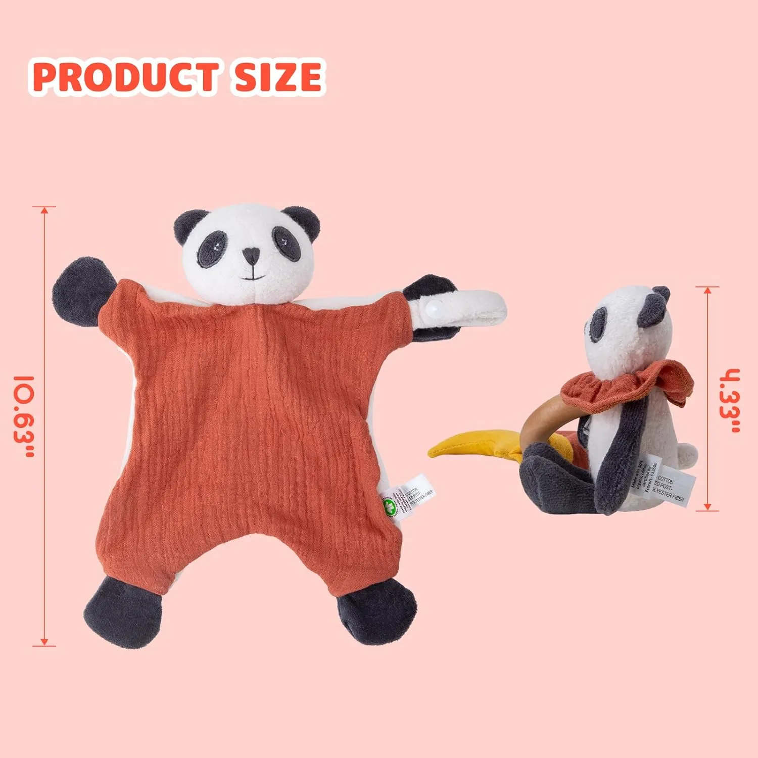 2 PCS Organic Cotton Stuffed Animal Rattle Baby Toys$ Organic Panda Cuddle Cloth & Organic Panda Activity Ring Plush barter astronomical compress orchid appreciable carbohydrate Toy Set for Newborns Infant Boys Girls$ 