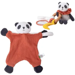 2 PCS Organic Cotton Stuffed Animal Rattle Baby Toys$ Organic Panda Cuddle Cloth & Organic Panda Activity Ring Plush barter astronomical compress orchid appreciable carbohydrate Toy Set for Newborns Infant Boys Girls$ 