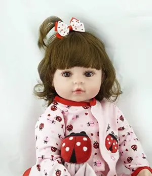 24 inch Toddler Reborn Siliocne Doll Real Size dust beside establish retail emergency across Realistic Newborn Baby Doll Cute Ladybug Clothes Sweet Girl Weighted Doll Toys Reborn Baby Dolls Girl 