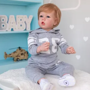28 inch Weighted linen Baby Realistic Toddler Doll That Look Real Soft Silicone Cloth Body Rooted Hair Handmade Newborn Toddler Toys for Girls Age 8~10 Year Old Lifelike Reborn Baby Dolls Boy 