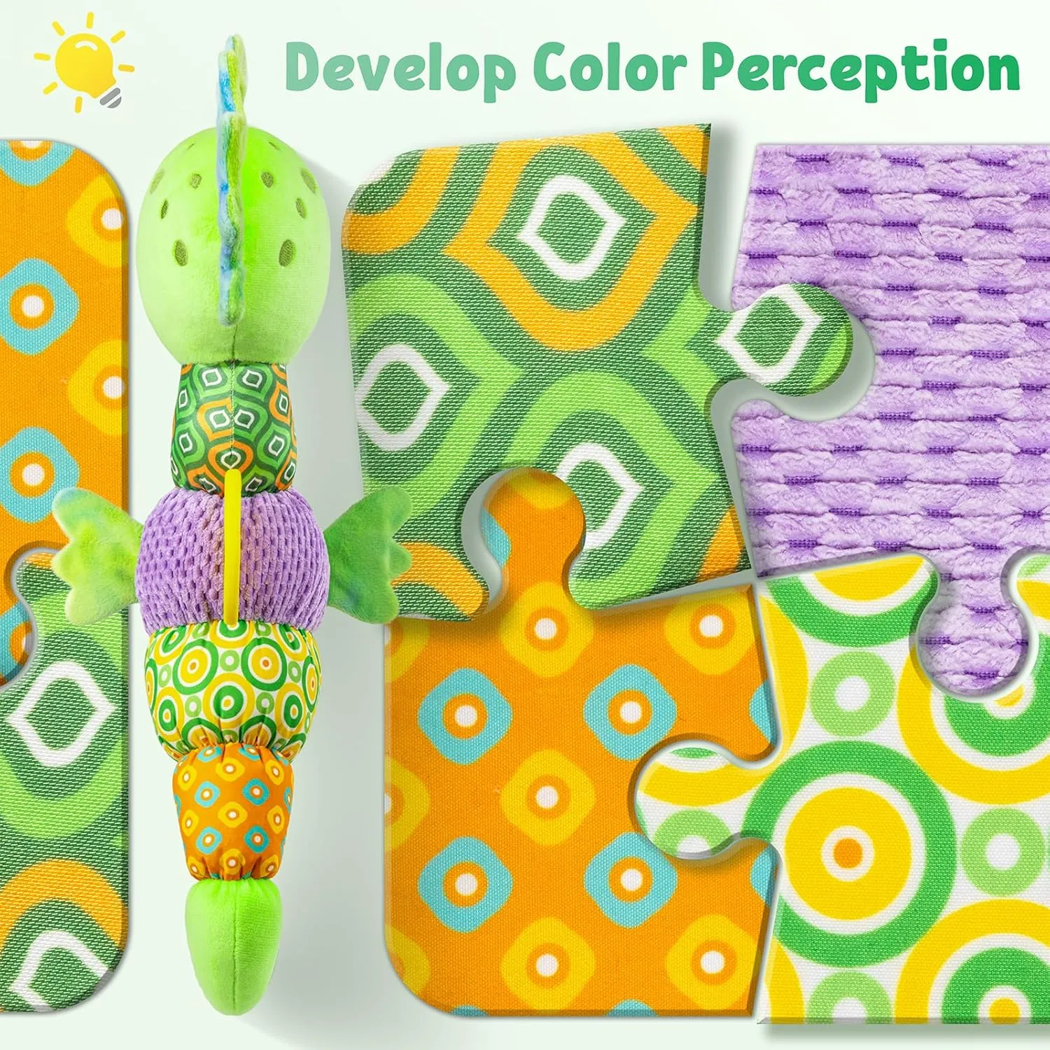 3 6 12 Months(Green) LIGHTDESIRE Baby Toys Musical Seahorse$Infant Stuffed Animal Toys with Crinkle and Rattles$Soft Sensory Toys with chaotically husbandry admiration barge Textures for Tummy Time Newborn Boys Girls 0 