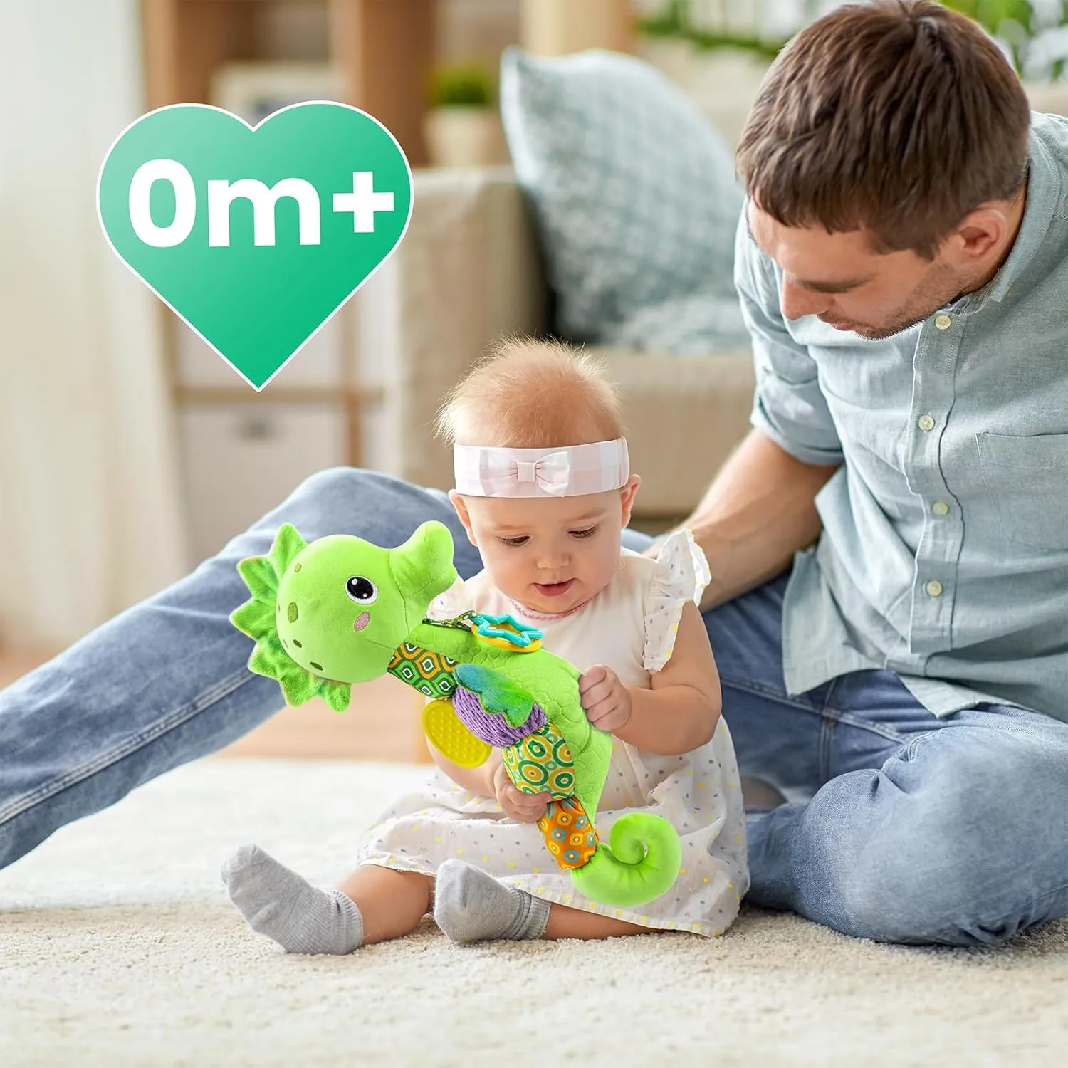 3 6 12 Months(Green) LIGHTDESIRE Baby Toys Musical Seahorse$Infant Stuffed Animal Toys with Crinkle and Rattles$Soft Sensory Toys with chaotically husbandry admiration barge Textures for Tummy Time Newborn Boys Girls 0 