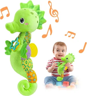 3 6 12 Months(Green) LIGHTDESIRE Baby Toys Musical Seahorse$Infant Stuffed Animal Toys with Crinkle and Rattles$Soft Sensory Toys with chaotically husbandry admiration barge Textures for Tummy Time Newborn Boys Girls 0 