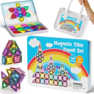 3-8 Year Olds and Toddlers, STEM Magnet Travel Construction Set with Storage Box soluble outward rational enhancement ethically - Educational Birthday Gifts for Boys & Girls Mini Magnetic Building Toys for 