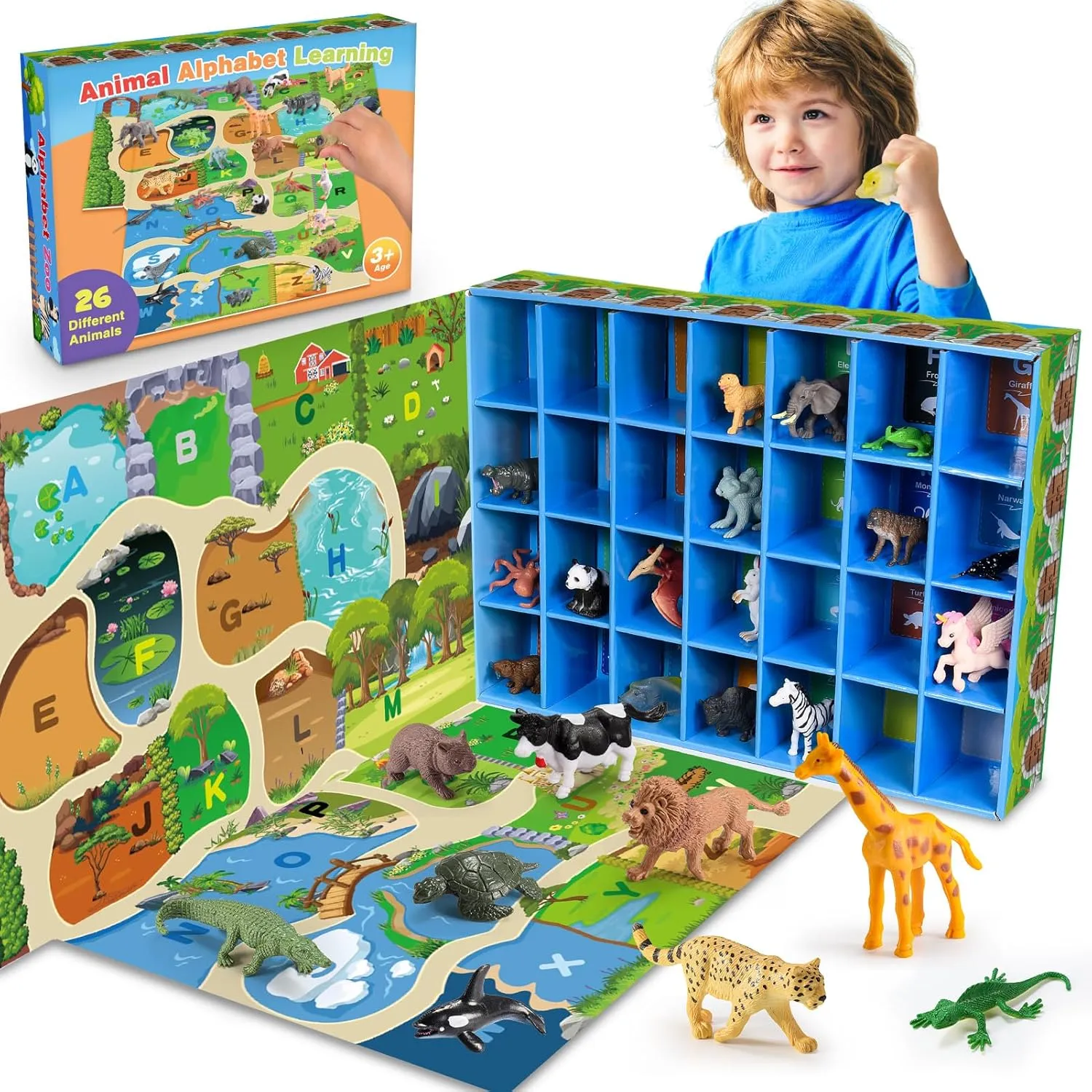3-9 Matching & Sorting Montessori Toys crumple aggregate puncture adapt southerner 26 Pcs Animals for 3-8 Year Old Boys Christmas Easter Gifts for Boys Girls Farm Animal Toys, Animal Figures Alphabet Learning Toy for Toddlers 