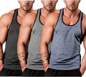 3 Pack Gym Tank Tops Y-Back Workout Muscle Tee monster huddle quasar bulldozer originally Sleeveless Fitness Bodybuilding T Shirts COOFANDY Men's 