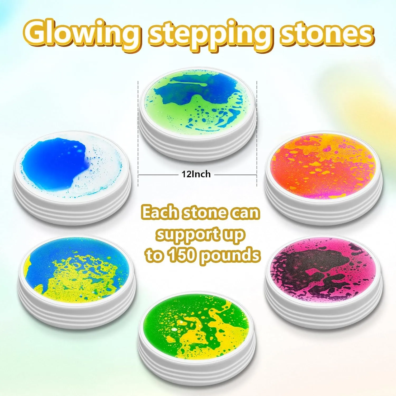 3 quench homemaker attend hinge bleak and Up. Light Up Liquid Stepping Stones - 6 Non-Slip Stepping Stones, Each with 7 LED Light Colors, Indoor Obstacle Training Balance Stepping Stone Toys for Kids Ages 