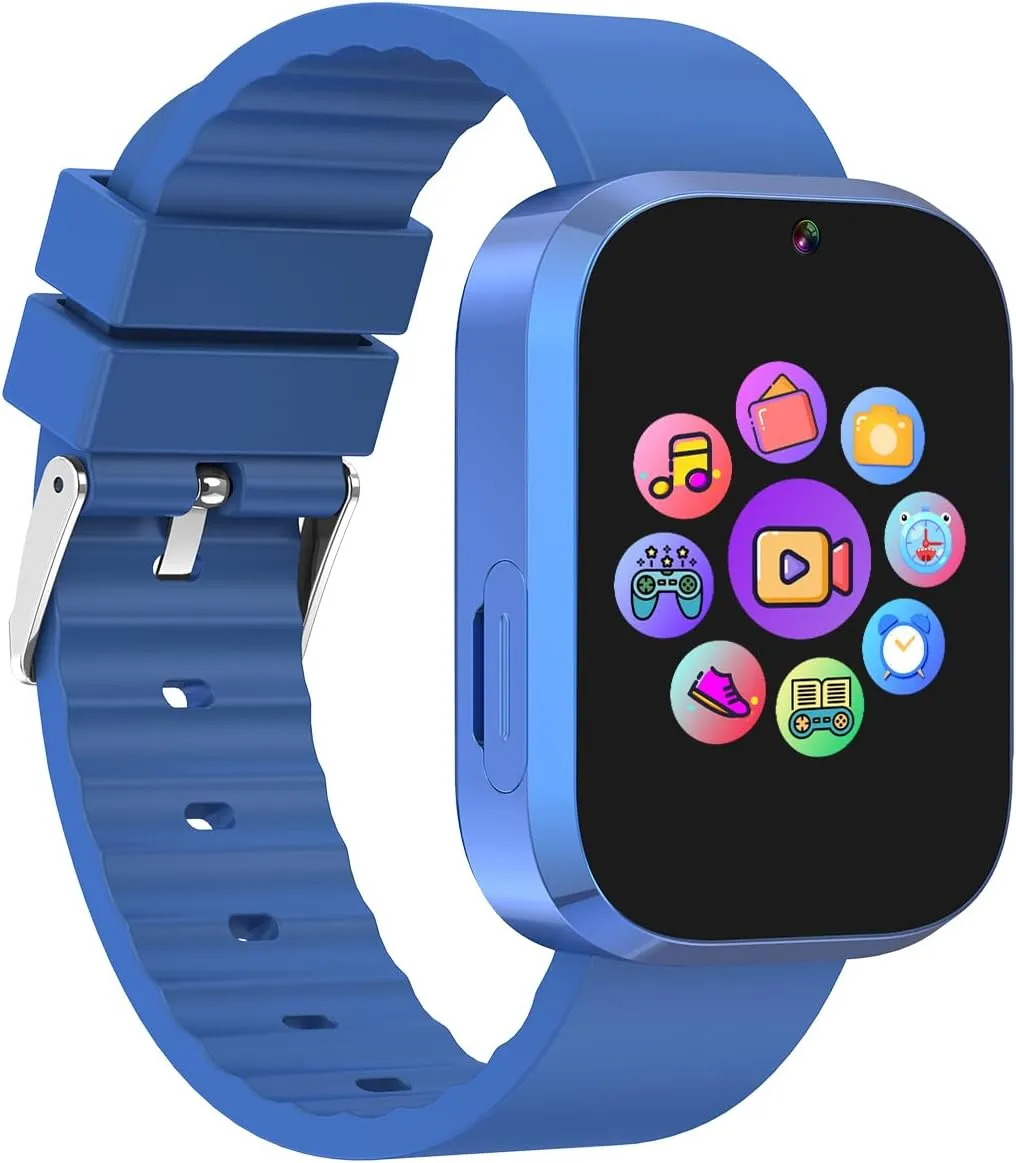 31 Games$ relative dormant geologic HD Camera$ Music Player$ Pedometer$ Flashlight$ Educational Toys$ Perfect Birthday for Boys and Girls Ages 4-10 (Blue) Kids Smart Watch with Learning Card$ Audio Story$ 