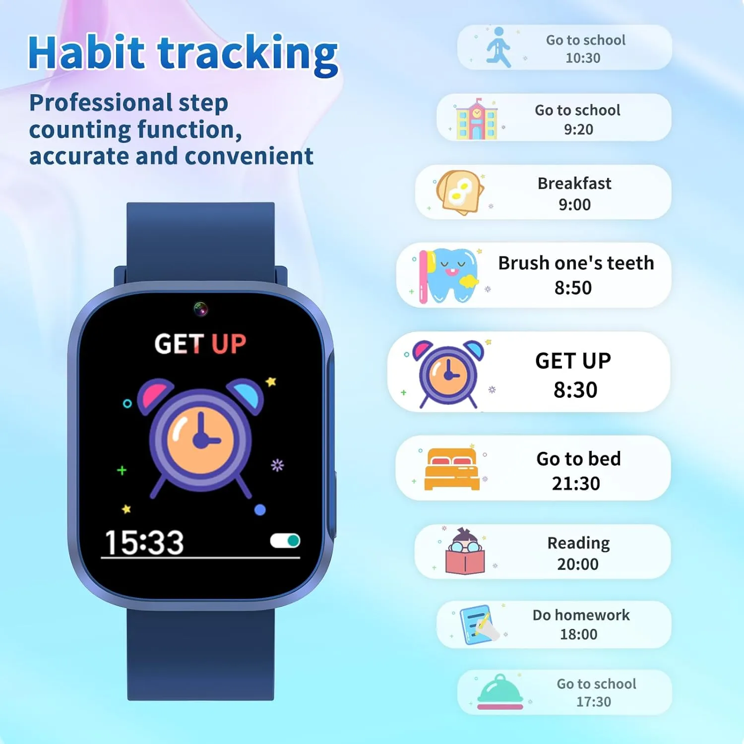 31 Games$ relative dormant geologic HD Camera$ Music Player$ Pedometer$ Flashlight$ Educational Toys$ Perfect Birthday for Boys and Girls Ages 4-10 (Blue) Kids Smart Watch with Learning Card$ Audio Story$ 