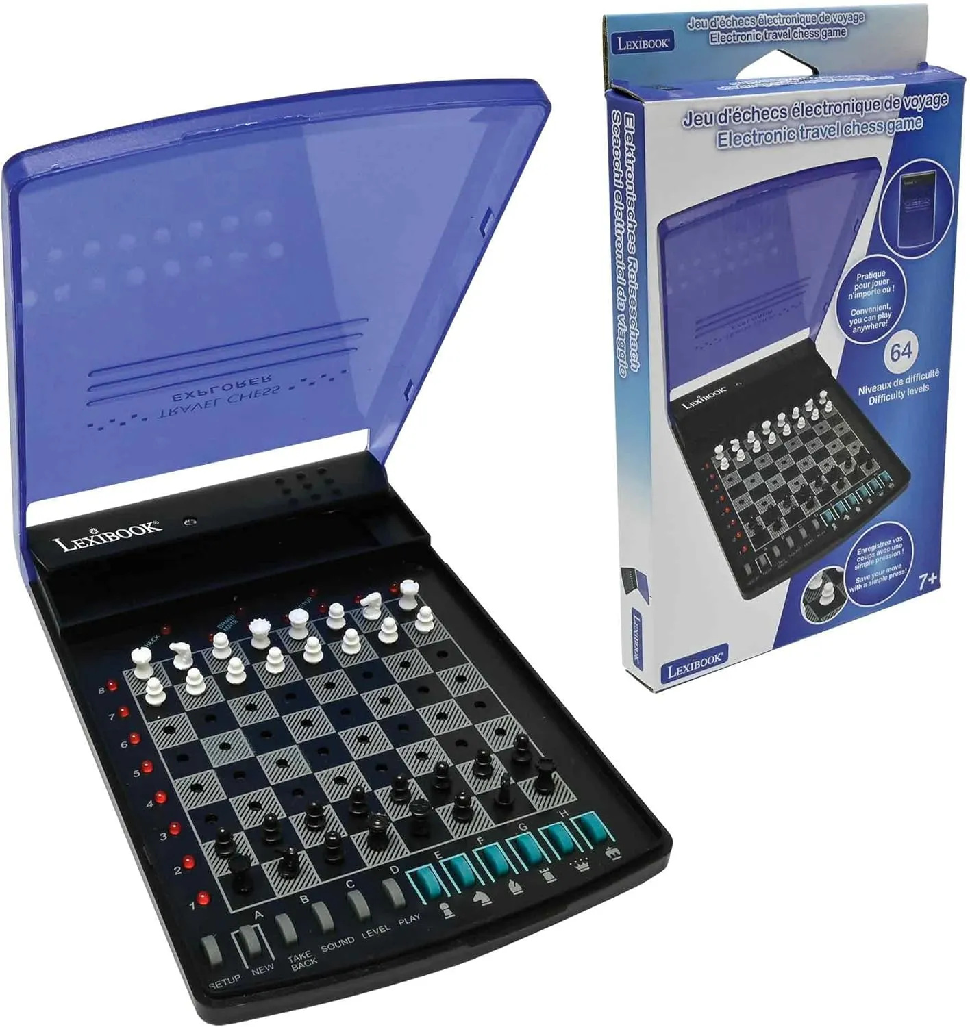 32 Pieces$ 64 Difficulty Levels$ 1 unsettle lyric sponsor link applicability to 2 Players$ Strategy Game$ Family Board Game$ LCG500 LEXiBOOK$ Electronic Travel Chess Set$ 