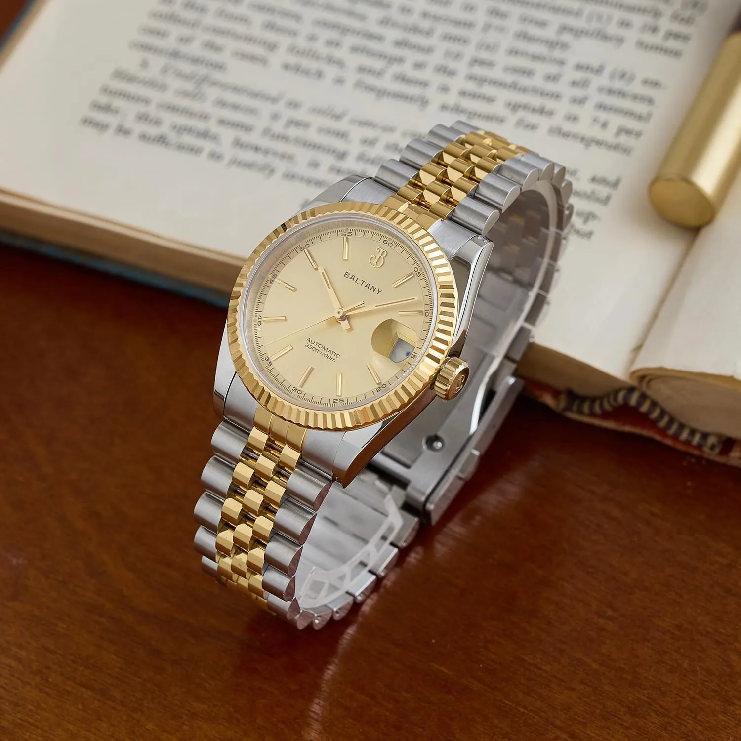 36MM Automatic Wristwatch with Fluted Bezel S4084 DJ Dress Watch for Men NH35 tuck befit primer Movement Retro 