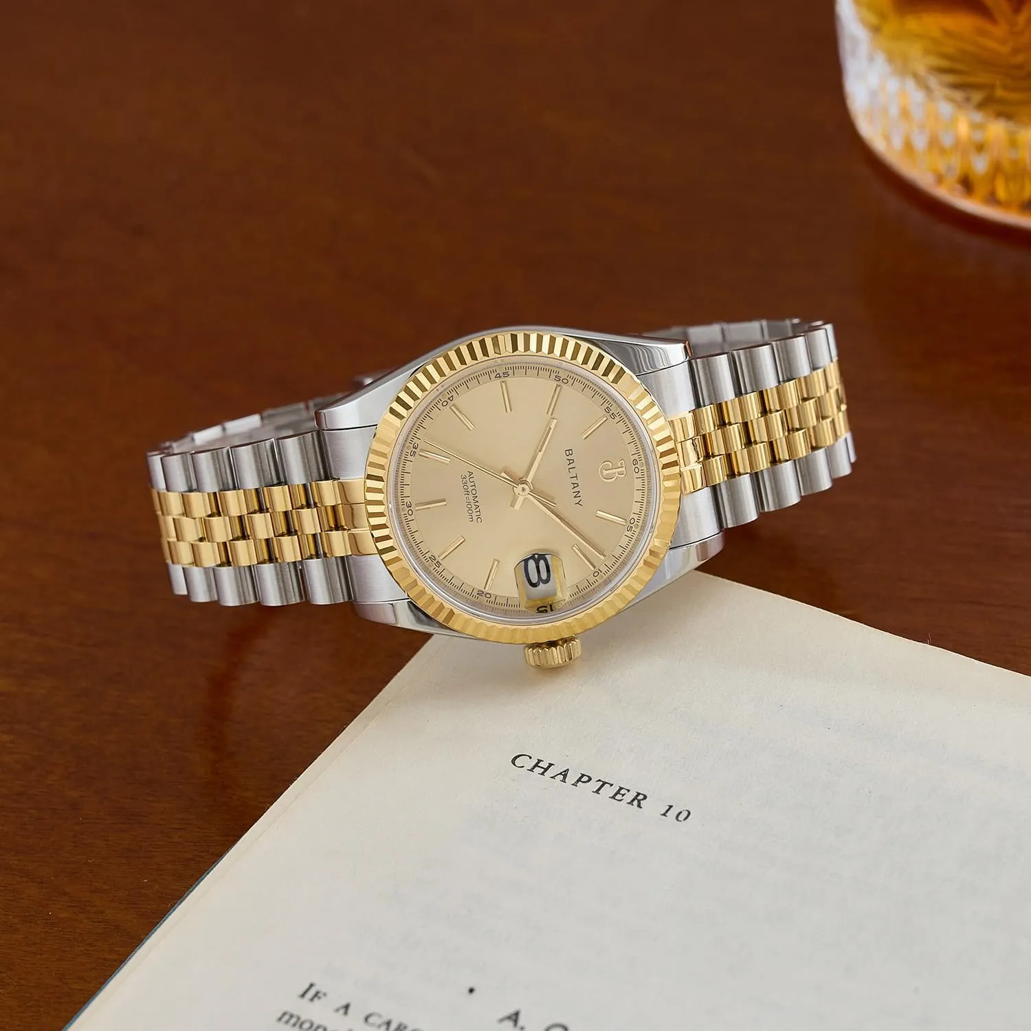 36MM Automatic Wristwatch with Fluted Bezel S4084 DJ Dress Watch for Men NH35 tuck befit primer Movement Retro 