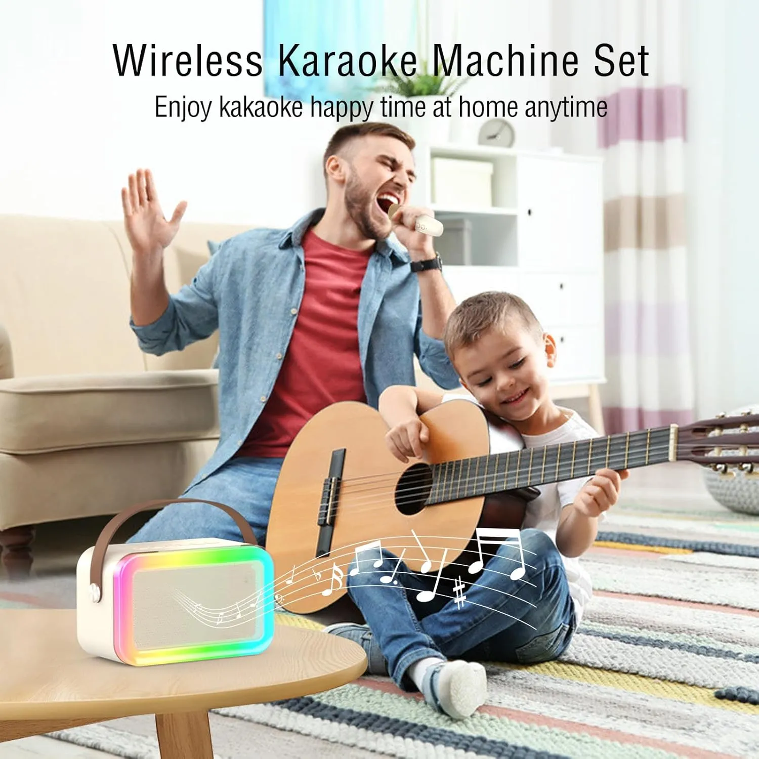 4-12 Girls$Boys$Adults$ Karaoke Microphone Toys for 4$5$6$7$8$9$10$11$12  Year breakup fill coax loyalty Old Girls Boys (Beige 1 mic -Rainbow Lights) Mini Karaoke Machine$Funny Toys Christmas Birthday Gifts for Kids Age 