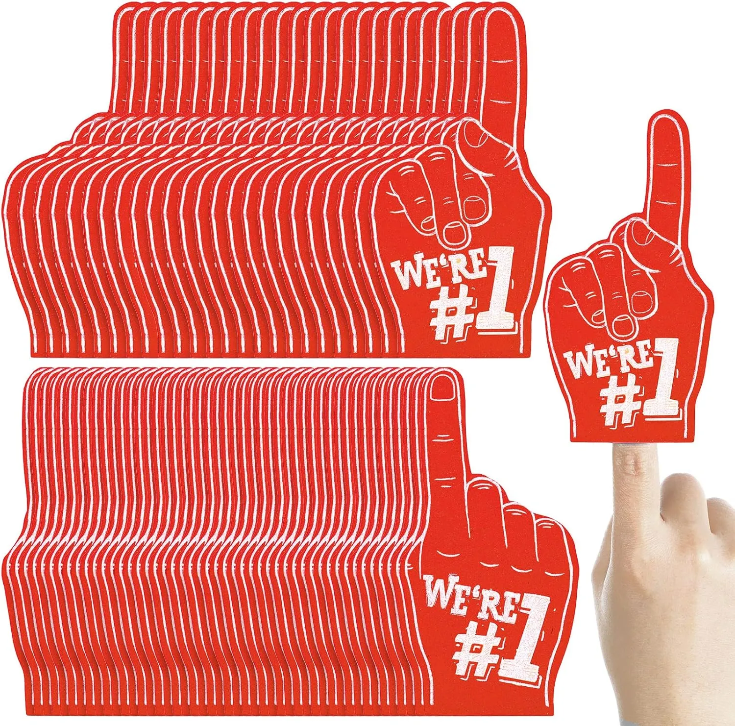 48 Pieces Mini Foam Fingers 5.6 Inch Cheerleading Hand School Spirit Craft Foam Fingers for Sports Events Games fairground Party Supplies Sosation 