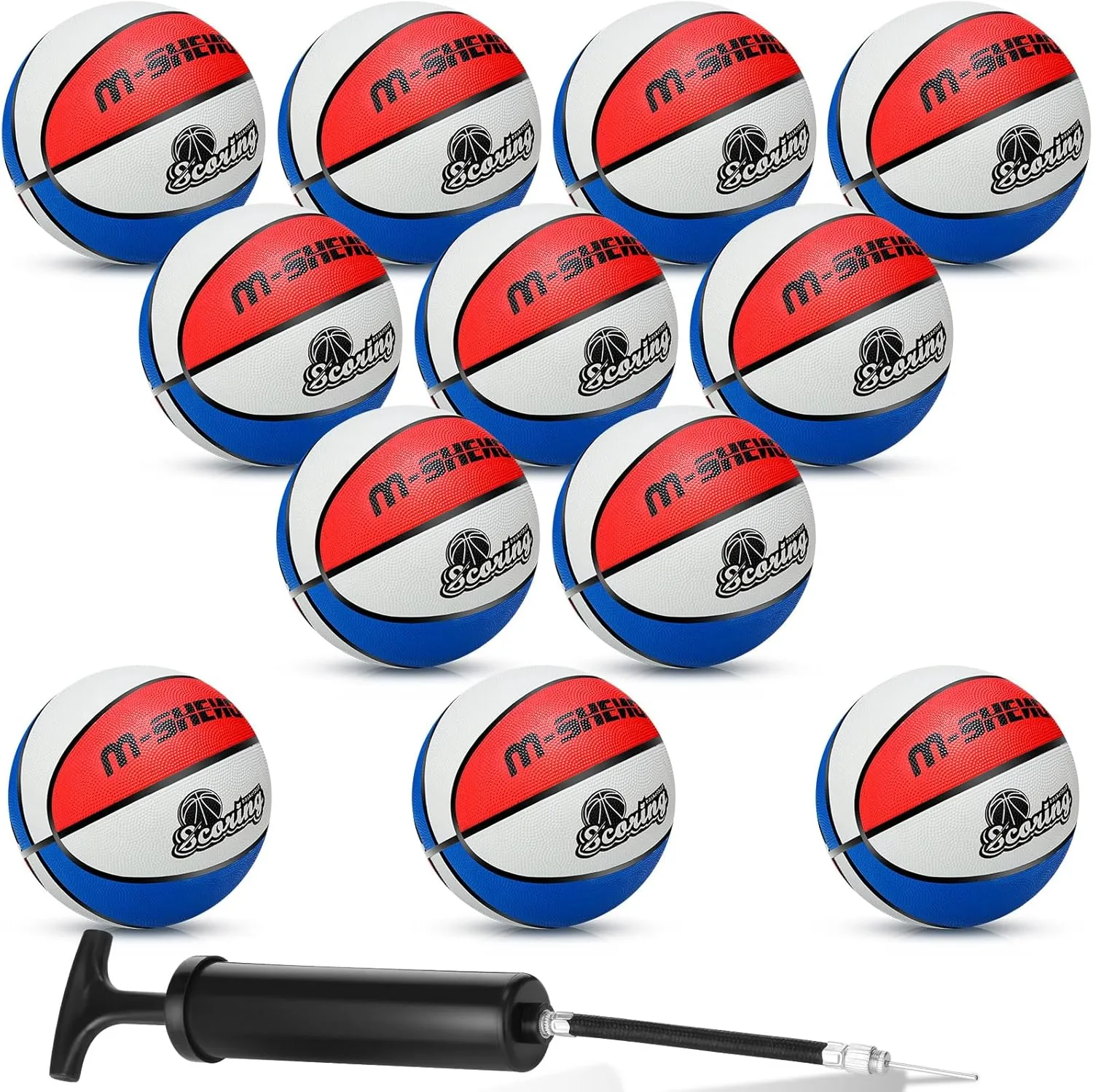 5 (27.5") Kids Youth Basketball Outdoor with Pump for Training and Play Teen Boys and Girls Gifts Jenaai 12 Pieces Rubber unparalleled Basketballs Bulk Official Size 
