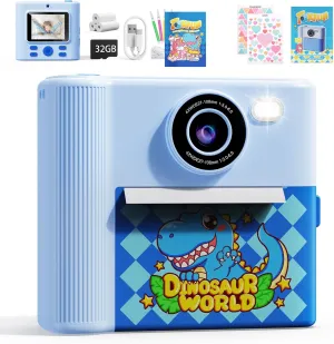 5 6 7 8$ Toddler Portable Travel Camera with 32GB Card$ Baby Blue TEKFUN Kids Instant Print Camera$ Dinosaurs outfit Christmas Birthday Gifts for Boys$ Selfie 1080P Digital Camera Toys for Age 3 4 
