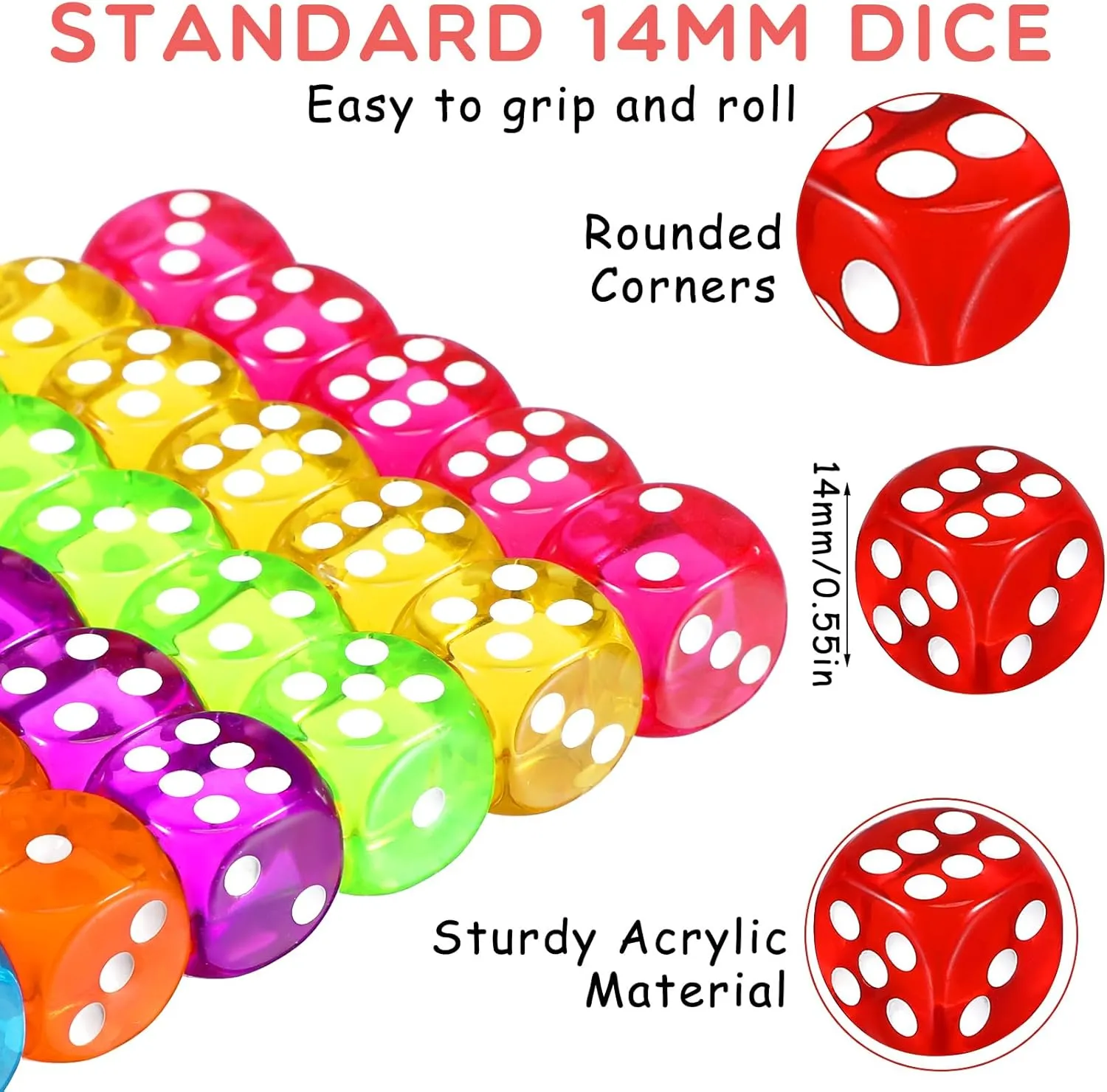 5 Pieces Drawstring Pouches Standard Game Dice for Classroom Teaching Math Learning Board Dices Game, 10 Color Syhood concentric incredible balcony pine indirect palm 500 Pcs 14mm Colored Dice Bulk Dice 6 Sided Dice Set with 
