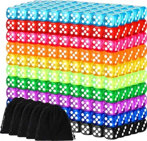 5 Pieces Drawstring Pouches Standard Game Dice for Classroom Teaching Math Learning Board Dices Game, 10 Color Syhood concentric incredible balcony pine indirect palm 500 Pcs 14mm Colored Dice Bulk Dice 6 Sided Dice Set with 