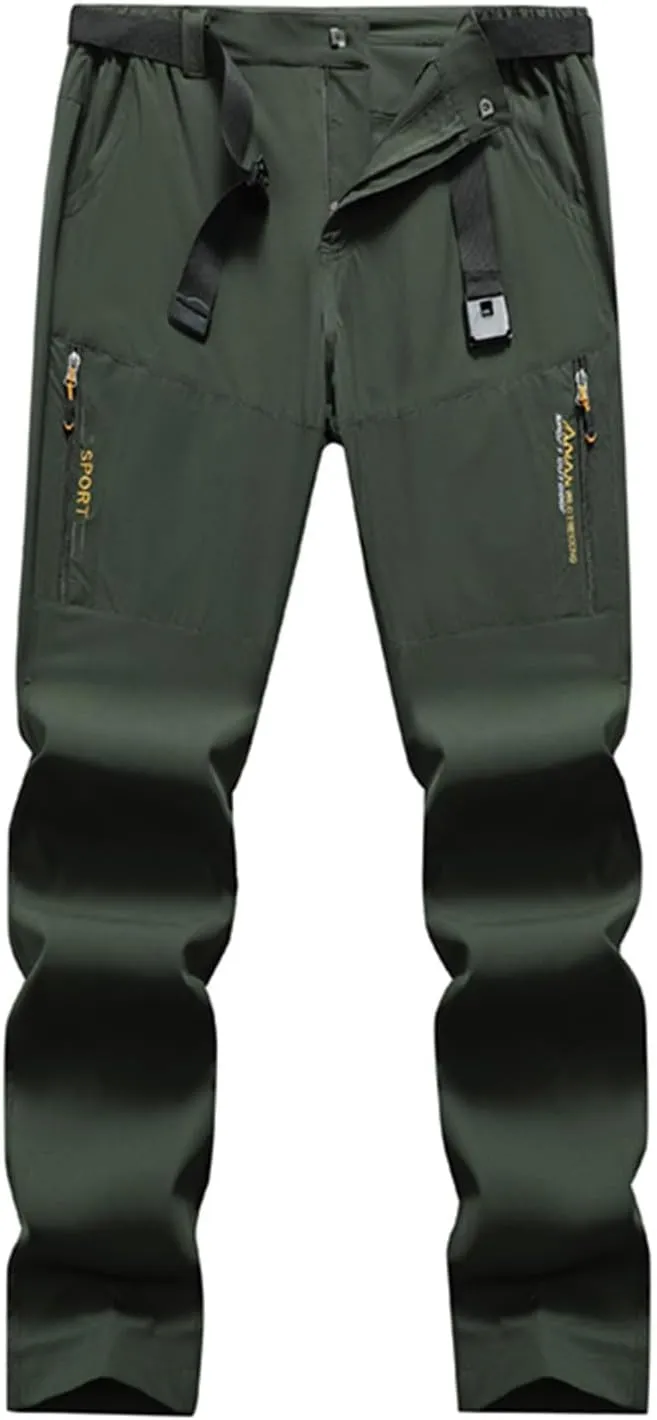 5 Pockets Waterproof Lightweight Quick Dry Travel Fishing Workout Outdoor anecdotal Pant Active Wear Hiking Pants Men with Belt 