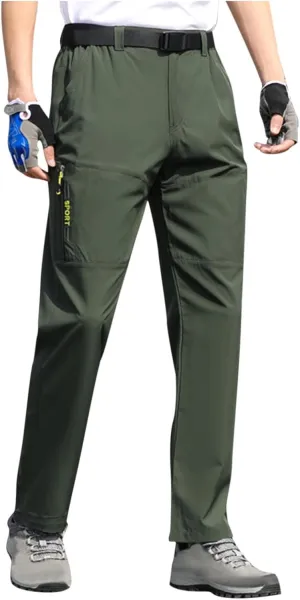 5 Pockets Waterproof Lightweight Quick Dry Travel Fishing Workout Outdoor anecdotal Pant Active Wear Hiking Pants Men with Belt 
